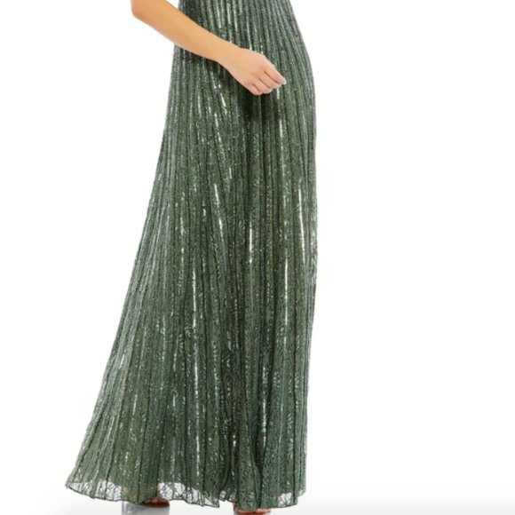 MAC DUGGAL 93570 SEQUNIED SLEEVELESS PLUNGE V-NECK FOREST GREEN sz 12 - Picture 5 of 6